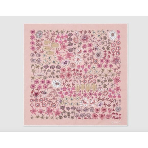 Gucci Accessories - NEW GUCCI Floral Print Cotton Handkerchief Pink Japan Limited